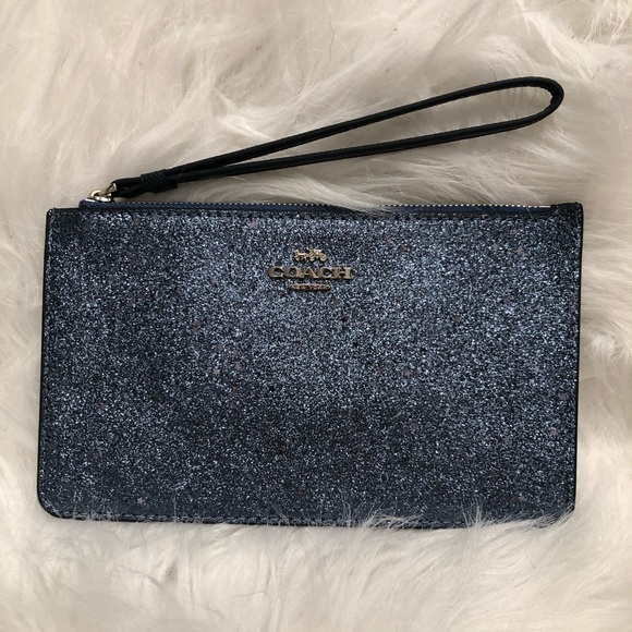 Coach Blue Glitter Wristlet Wallet - Picture 1 of 2